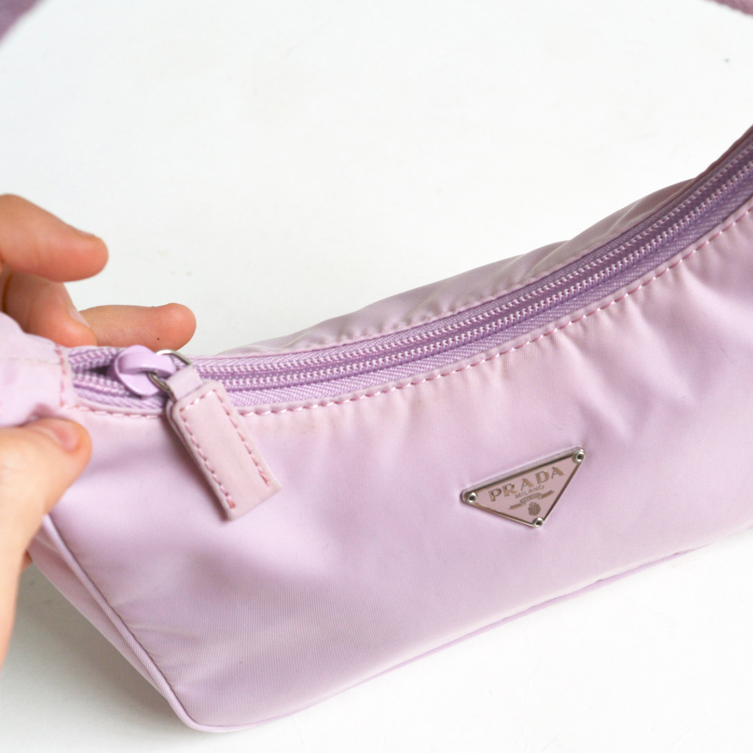 Prada Nylon Hobo Bag Pink Slip Ons