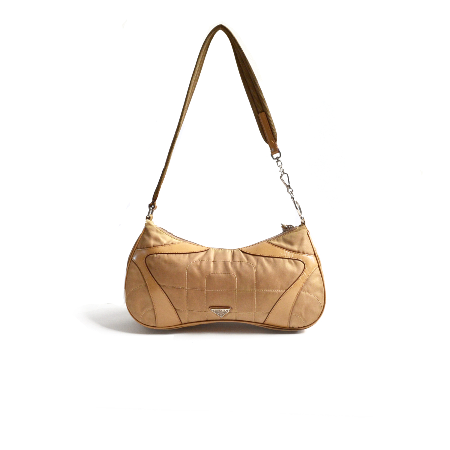 Prada Nylon Quilted Shoulder Bag in Tan | NITRYL