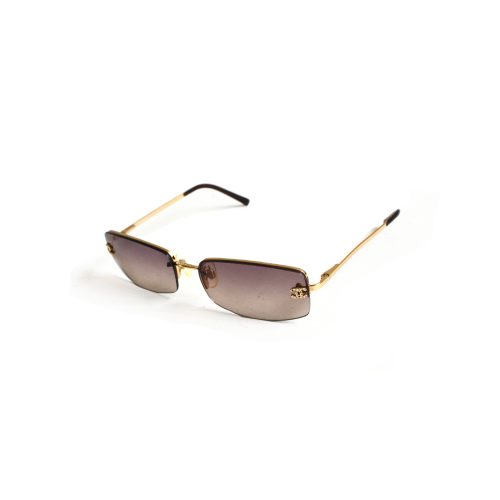 Chanel Rimless Tinted Diamante Gold Sunglasses in Brown | NITRYL