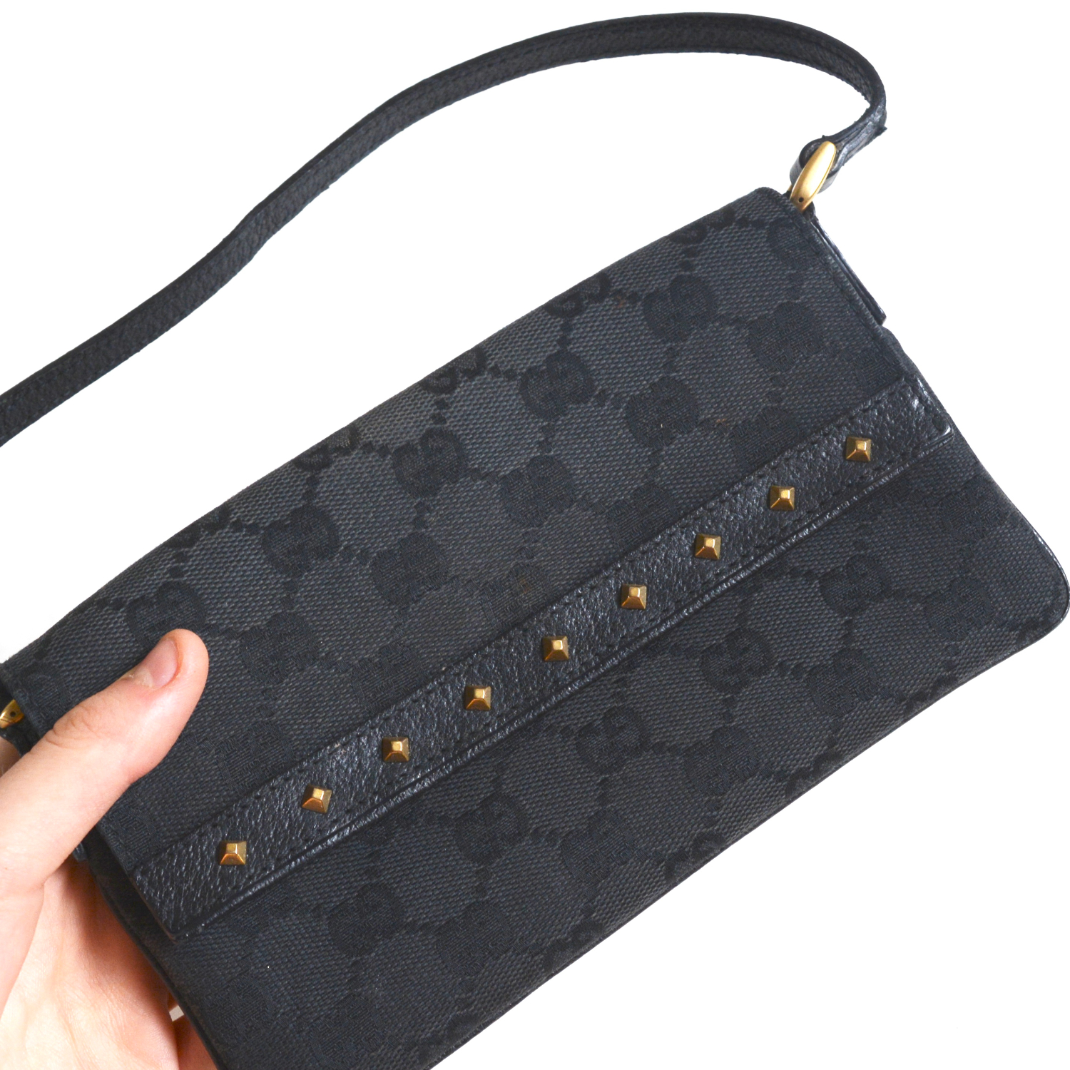 gucci black studded bag