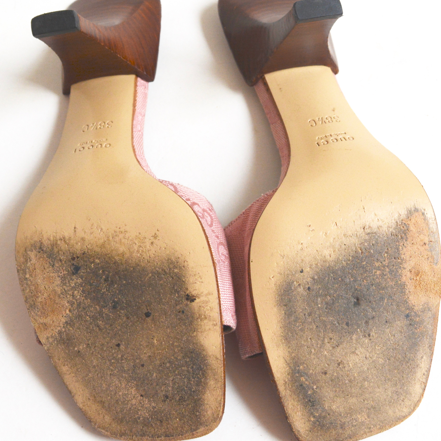pink gucci heeled slides