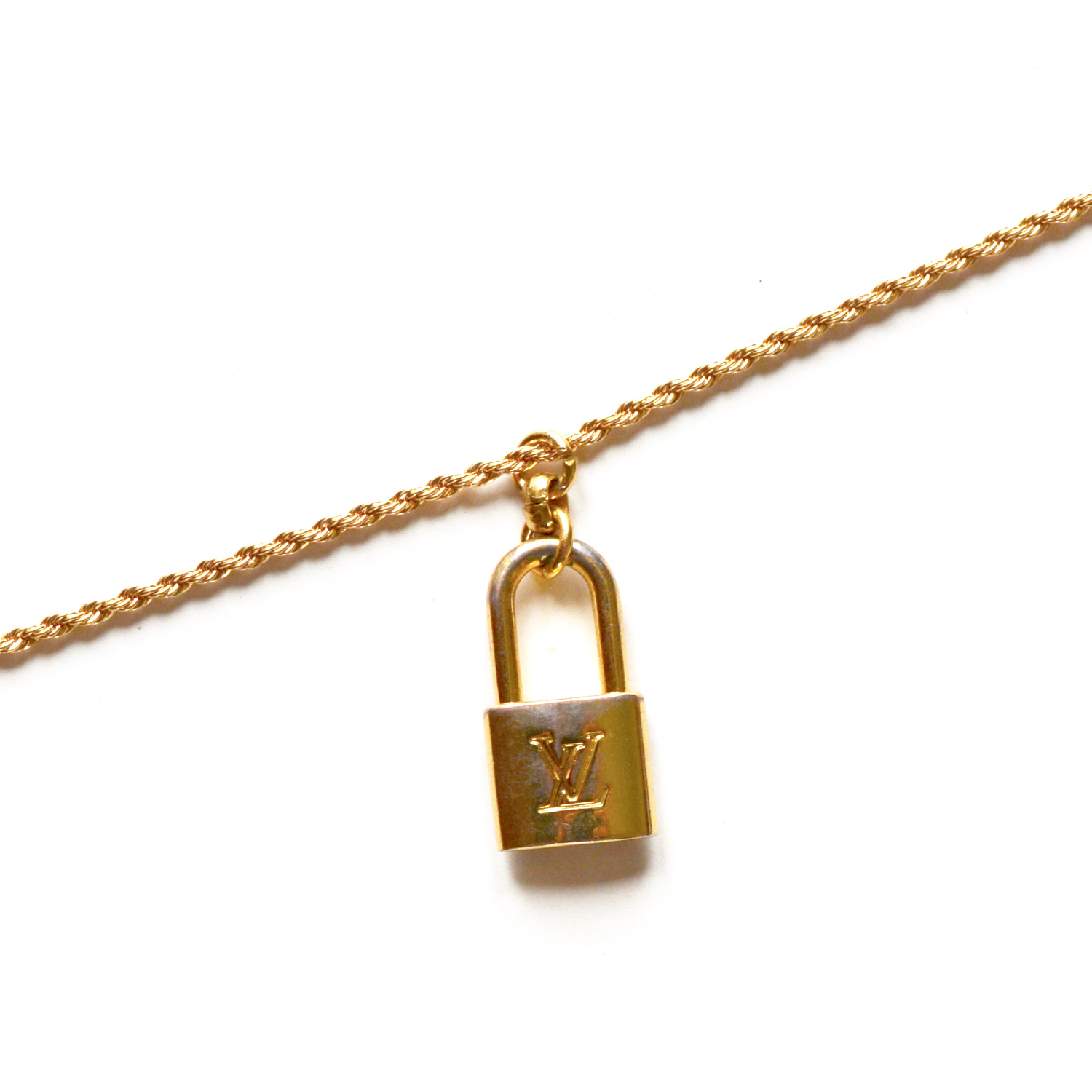 Reworked Louis Vuitton Padlock Logo Charm Necklace | Nitryl