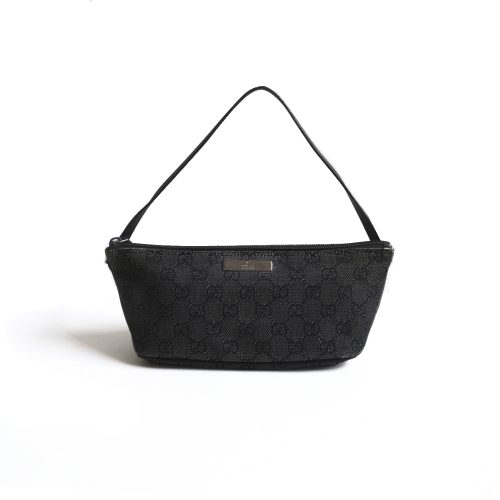 Gucci Monogram Mini Baguette Bag in Black | NITRYL