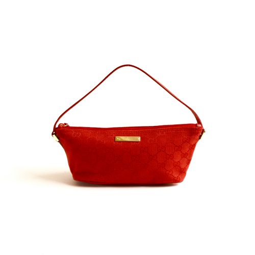 Vintage Gucci Monogram Mini Baguette Bag in Red | NITRYL