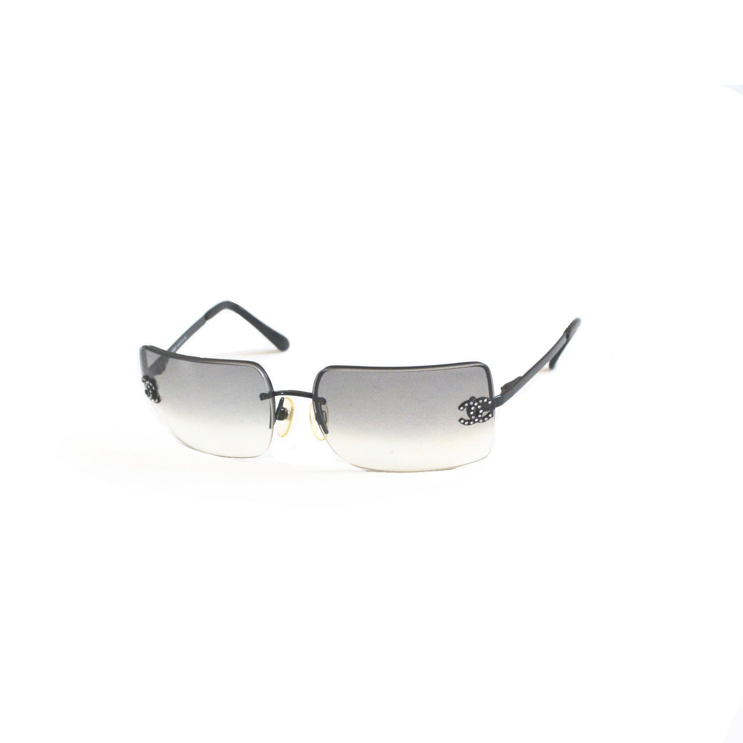 Vintage Chanel Diamante Rimless Ombre Sunglasses in Grey | NITRYL