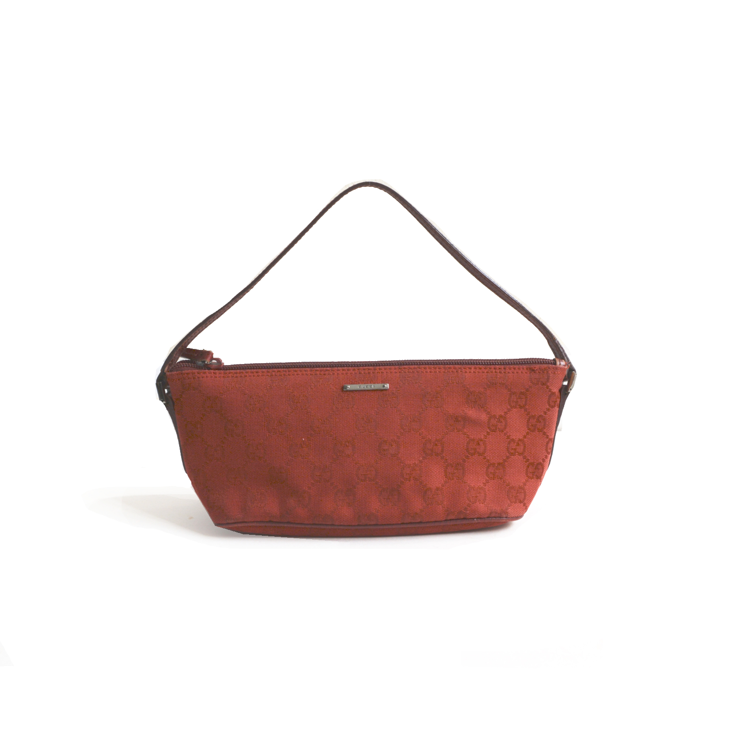 Vintage Gucci Monogram Mini Baguette Bag in Maroon Red | NITRYL