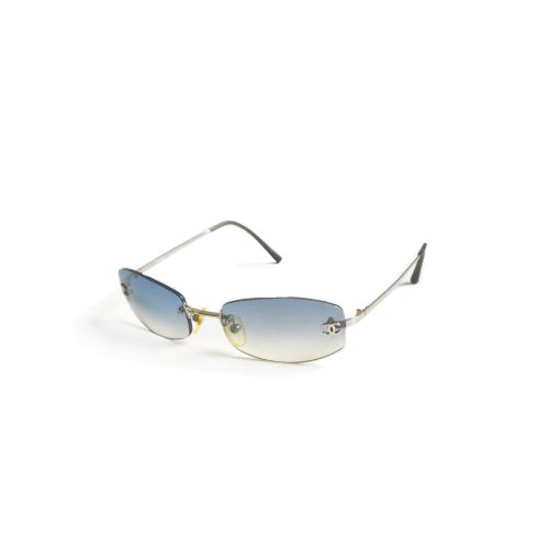 Vintage Chanel Tinted Rimless Sunglasses in Baby Blue | NITRYL