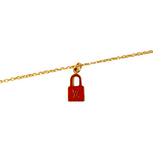 Reworked Louis Vuitton Padlock Logo Necklace in Gold | NITRYL