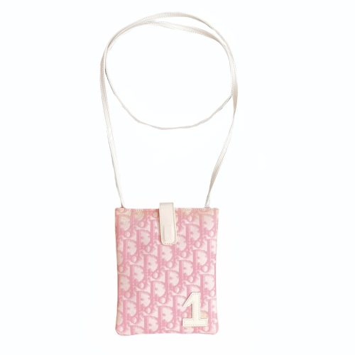 Vintage Dior Monogram Crossbody Side Bag in Baby Pink | NITRYL