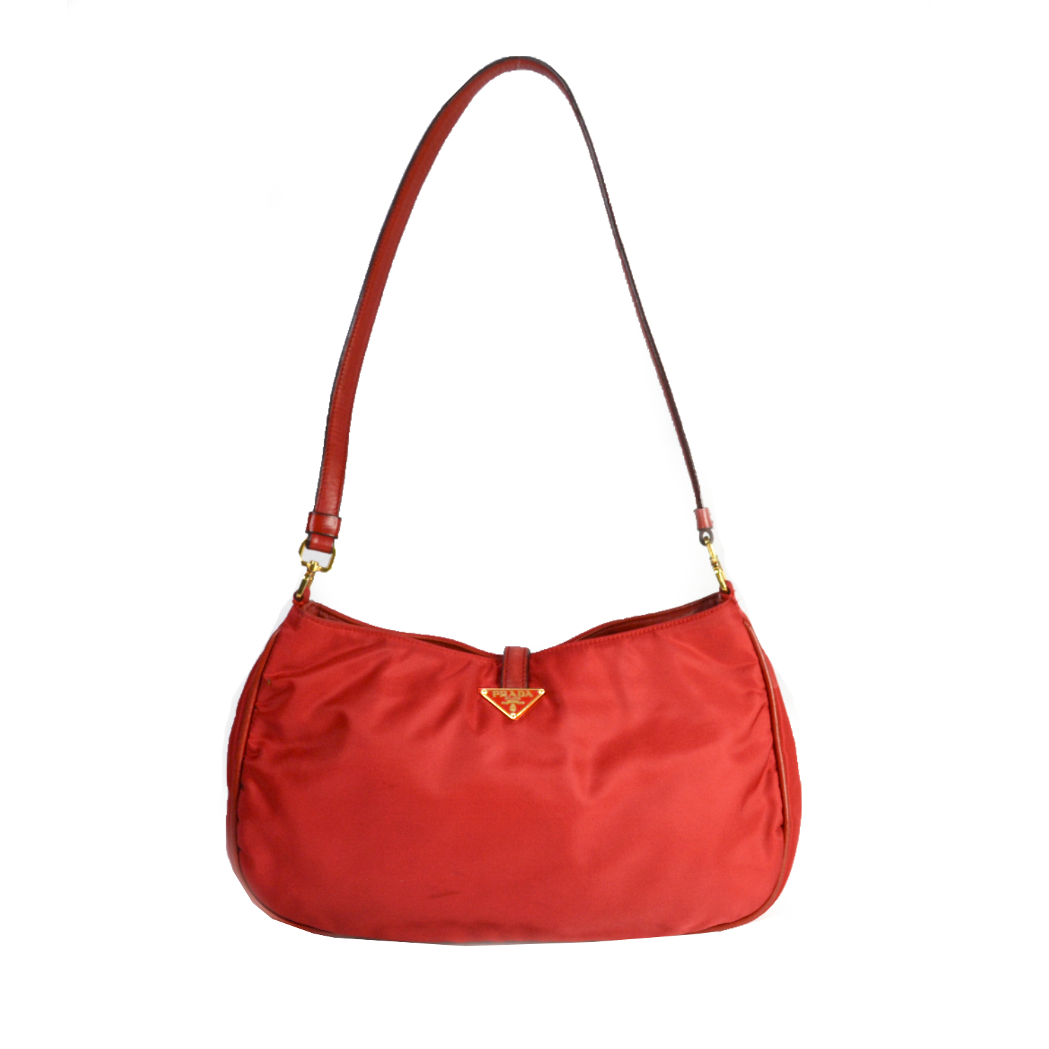 Vintage Prada Nylon Shoulder Bag in Cherry Red | NITRYL