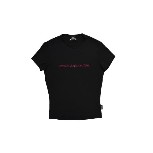 Vintage Versace Jeans Diamante Spellout T-Shirt in Black and Pink | NITRYL