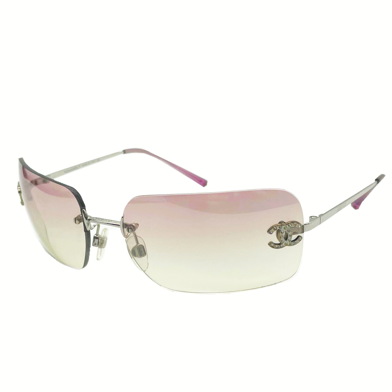 Chanel Diamante Rimless Ombre Sunglasses in Baby Pink – Nitryl