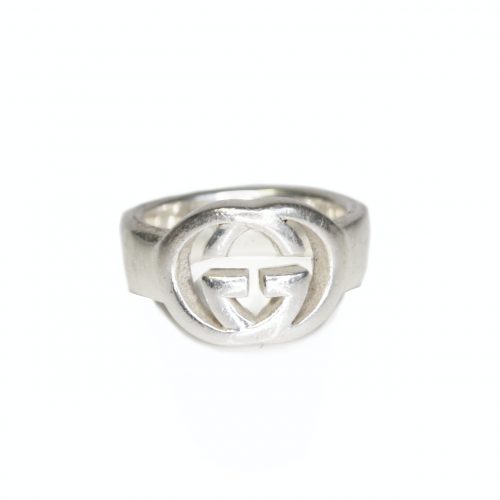 Vintage Gucci GG Logo Signet Ring in Solid Silver | NITRYL