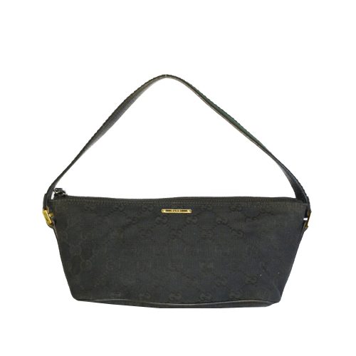 Vintage Gucci Monogram Mini Baguette Shoulder Bag in Black | NITRYL