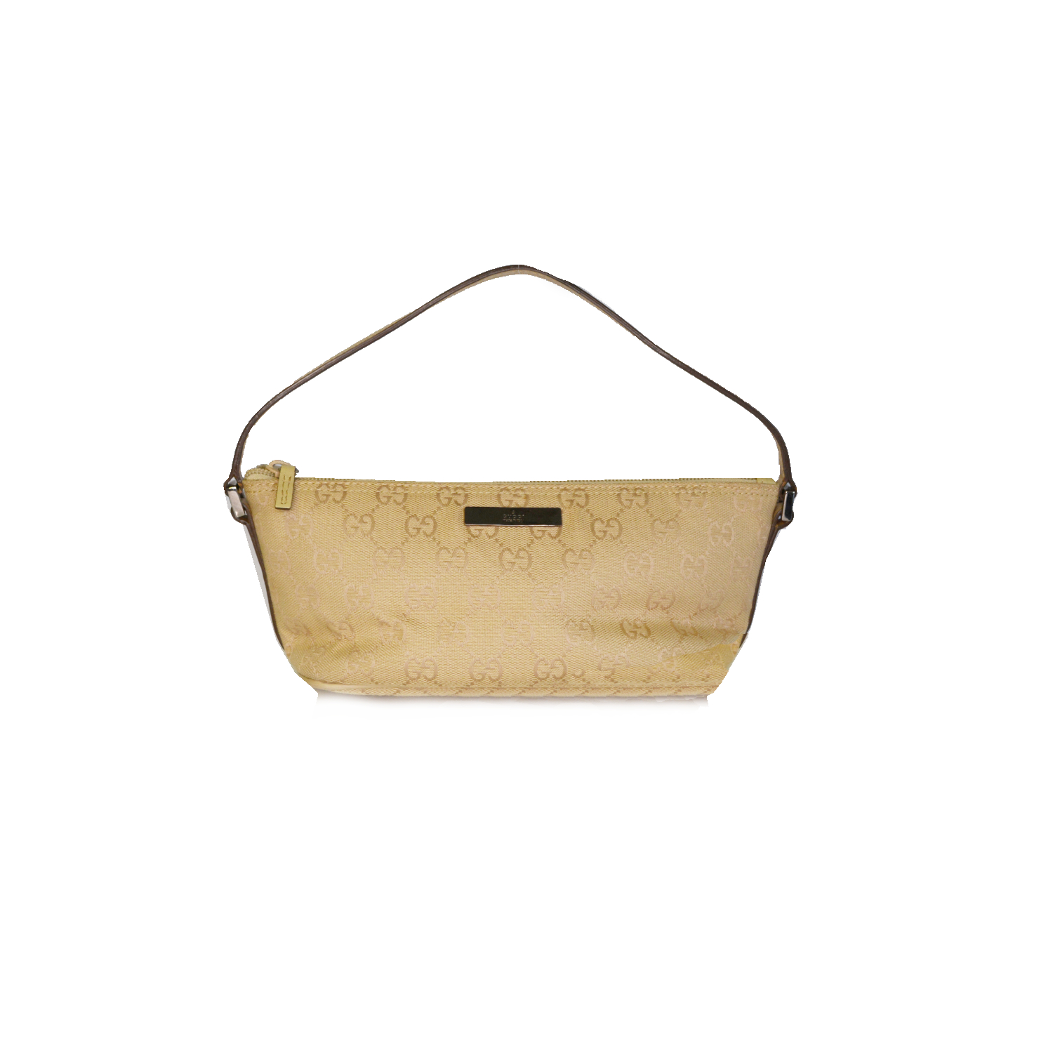 Vintage Gucci Monogram Mini Baguette Bag in Beige | NITRYL