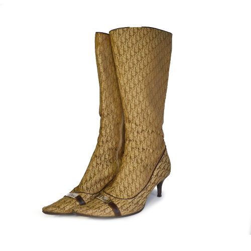 Vintage Dior Monogram Boots in Brown Size 6 | NITRYL