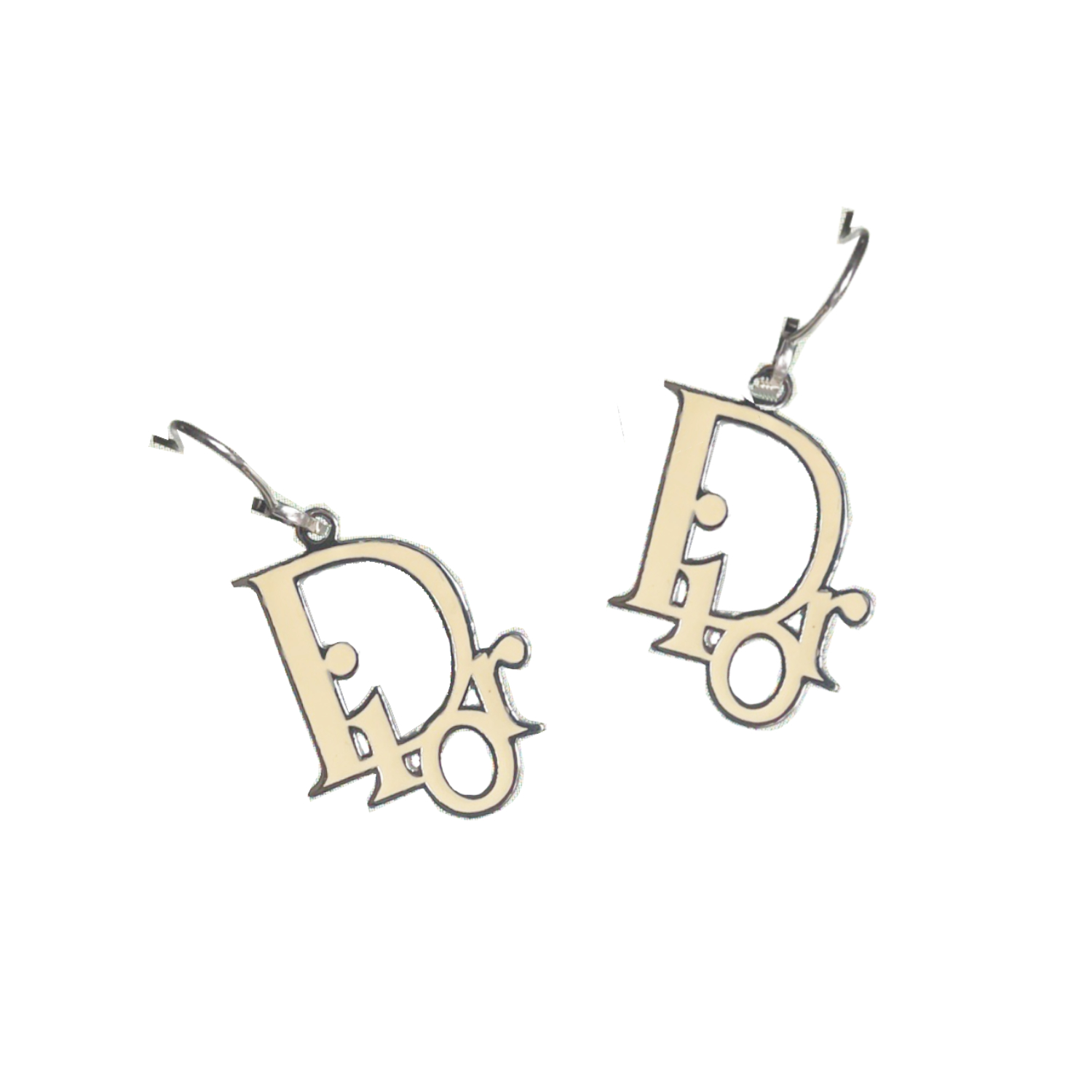 Dior Monogram Logo Earrings in Cream Nitryl