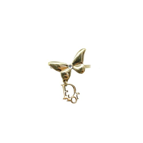 Vintage Dior Monogram Butterfly Ring in Gold | NITRYL