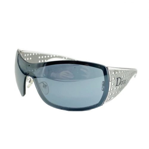 Vintage Dior Chunky Cutout Sunglasses in Silver and Blue | NITRYL