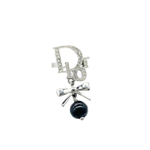 Vintage Dior Diamante Logo Ring in Silver | NITRYL