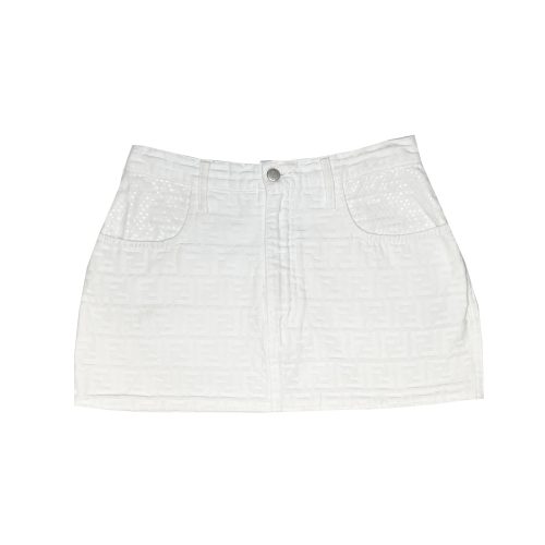 Vintage Fendi Monogram Mini Skirt in White | NITRYL