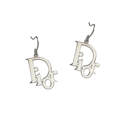 Vintage Dior Monogram Earrings in White | NITRYL