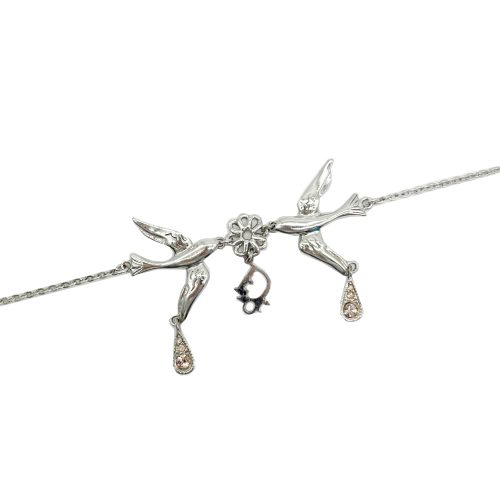 Vintage Dior Bird Monogram Necklace in Silver | NITRYL