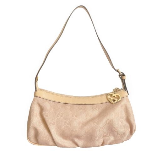 Vintage Gucci Monogram Mini Shoulder Bag in Baby Pink/Nude and Gold | NITRYL
