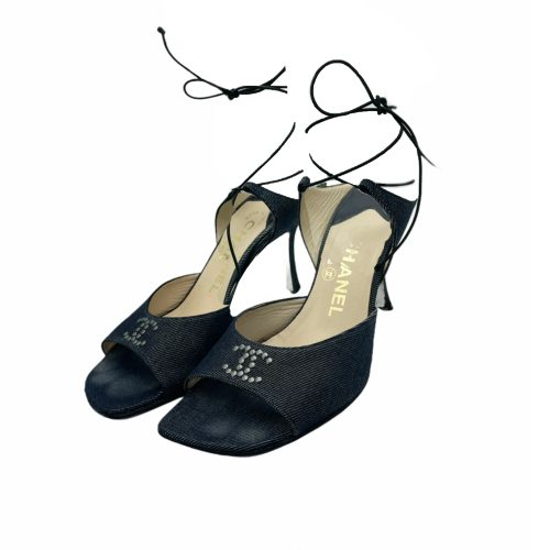 Vintage Chanel Denim Square Toe Heels Size 3 | NITRYL
