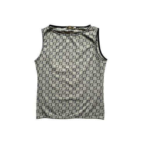 Vintage Fendi Monogram Vest Top in Grey Size M | NITRYL