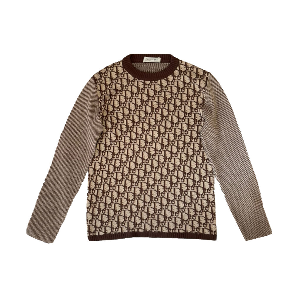 Dior 1970s Monogram Knitted Jumper in Brown Nitryl
