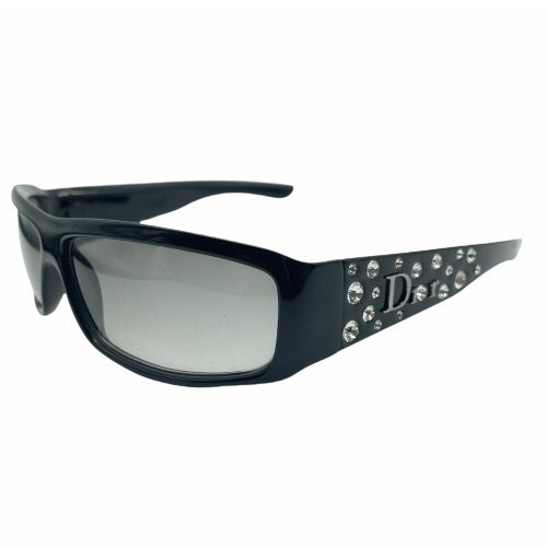 Vintage Dior Chunky Diamante Logo Sunglasses in Black | NITRYL