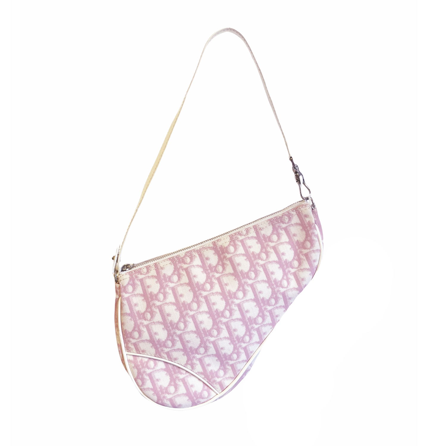Vintage Dior Monogram Saddle Shoulder Bag in Baby Pink | NITRYL