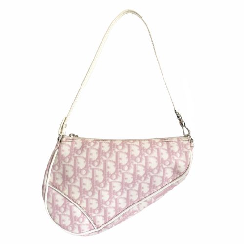 Vintage Dior Monogram Trotter Saddle Bag in Baby Pink | NITRYL
