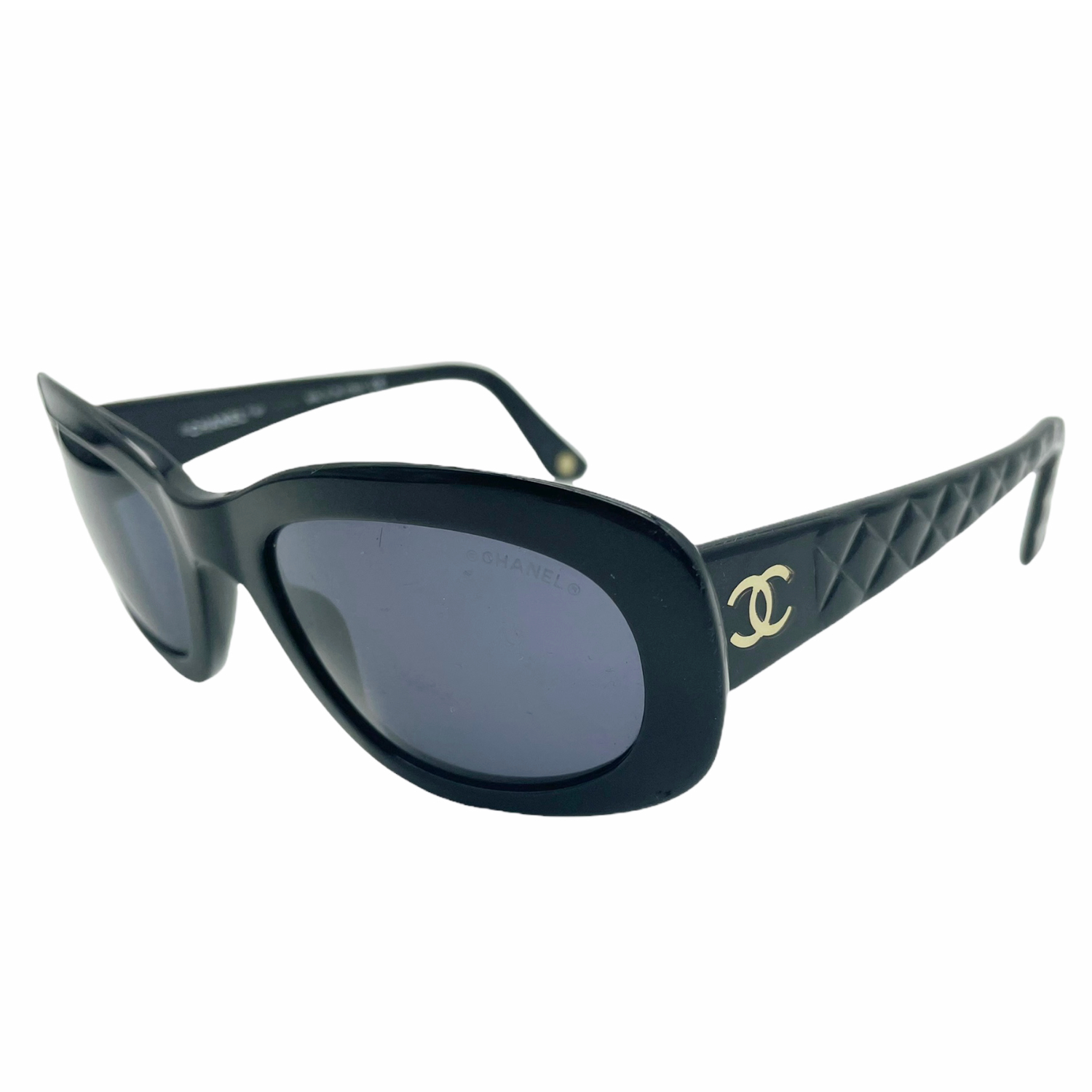 Chanel Chunky Sunglasses in Black and Gold Nitryl