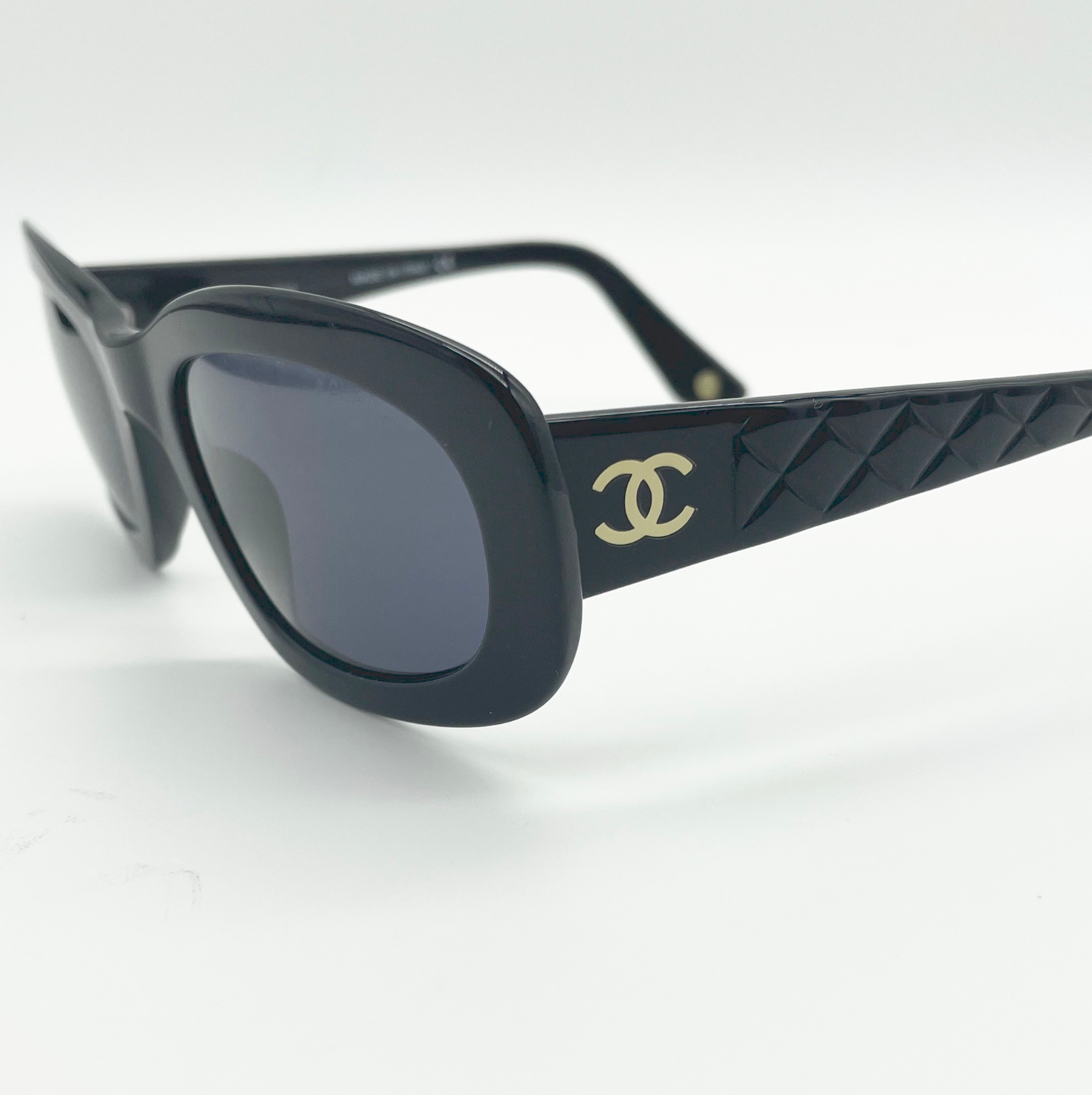 Chanel Chunky Sunglasses in Black and Gold Nitryl