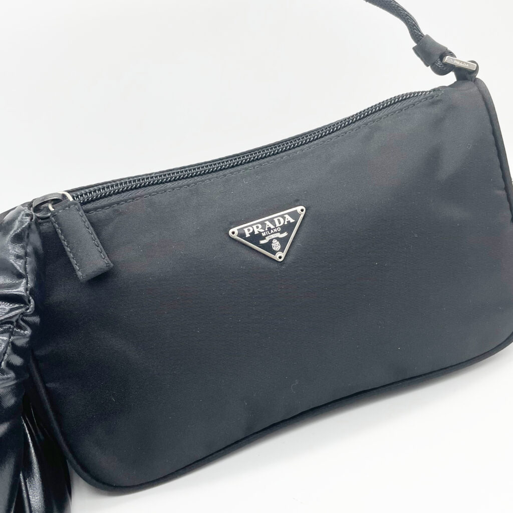Prada Nylon Mini Shoulder Baguette Bag in Black Nitryl