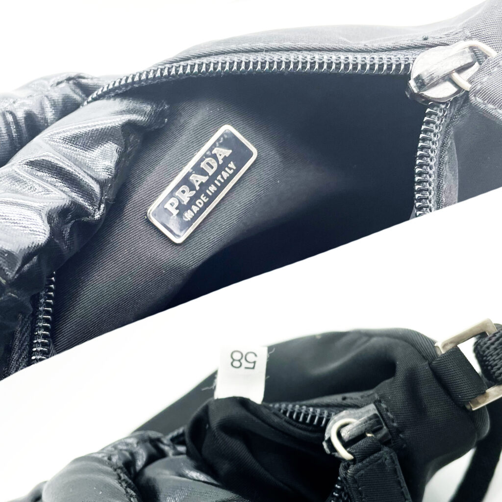 Prada Nylon Mini Shoulder Baguette Bag in Black Nitryl