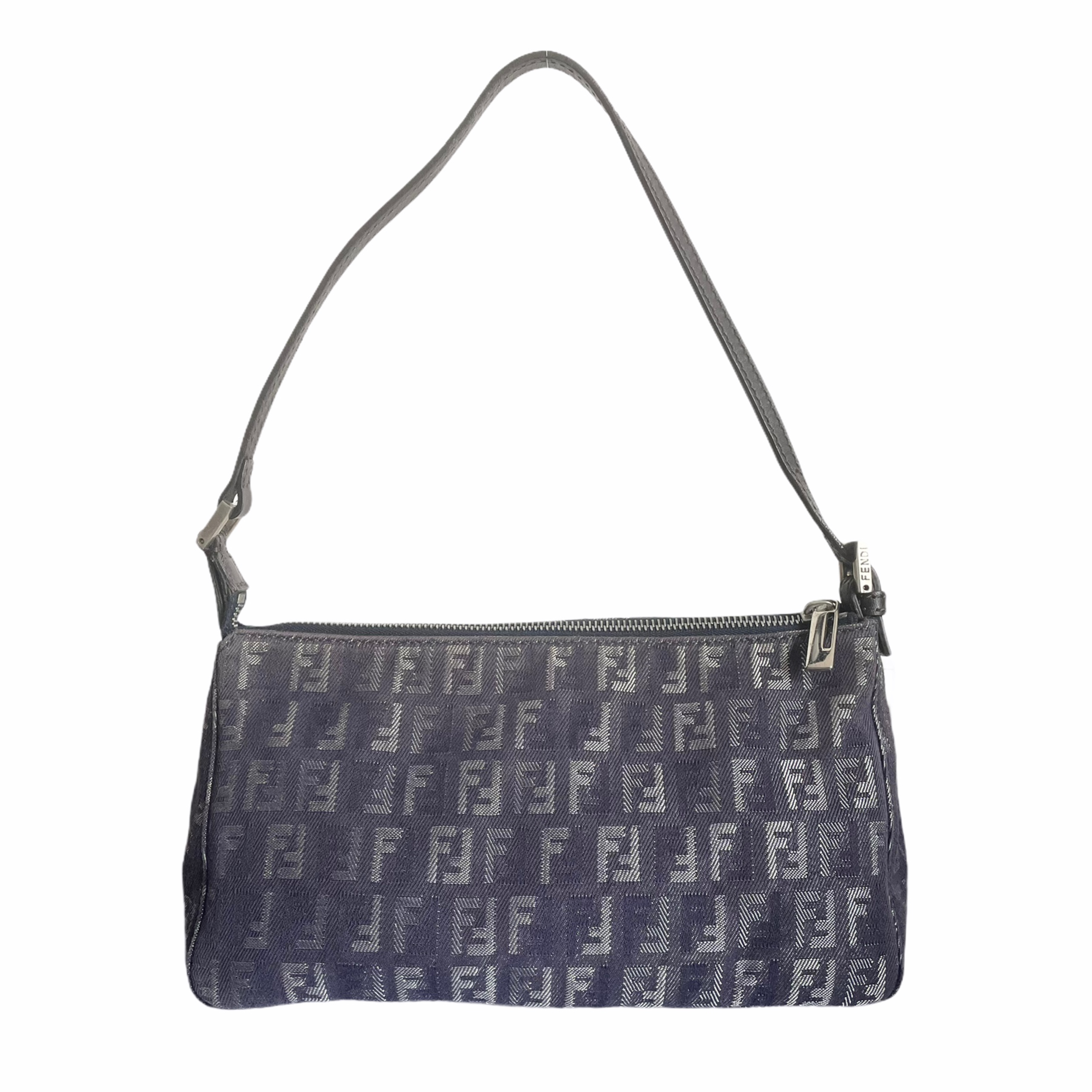 Fendi Monogram Shoulder Baguette Bag in Denim Blue Nitryl