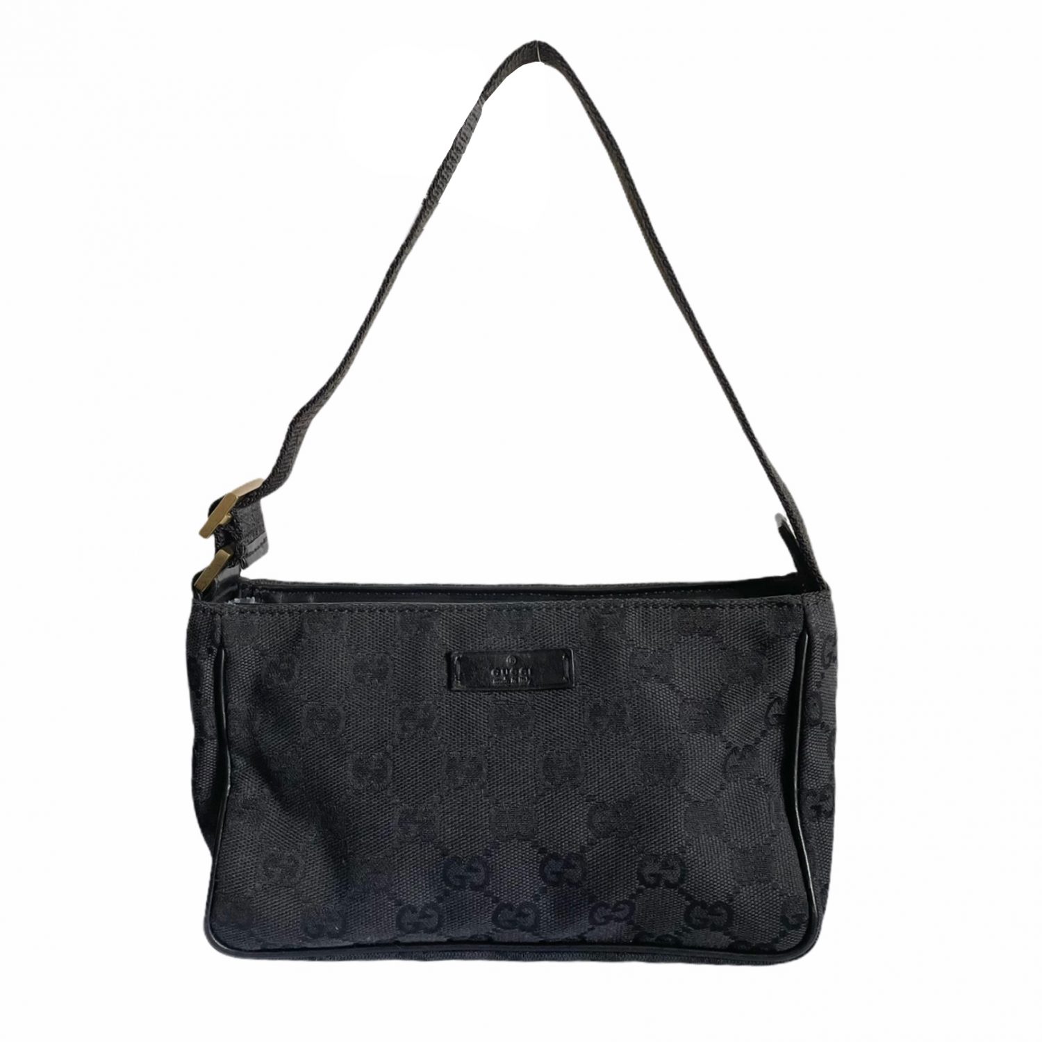 Vintage Gucci Monogram Mini Pochette Shoulder Bag in Black | NITRYL
