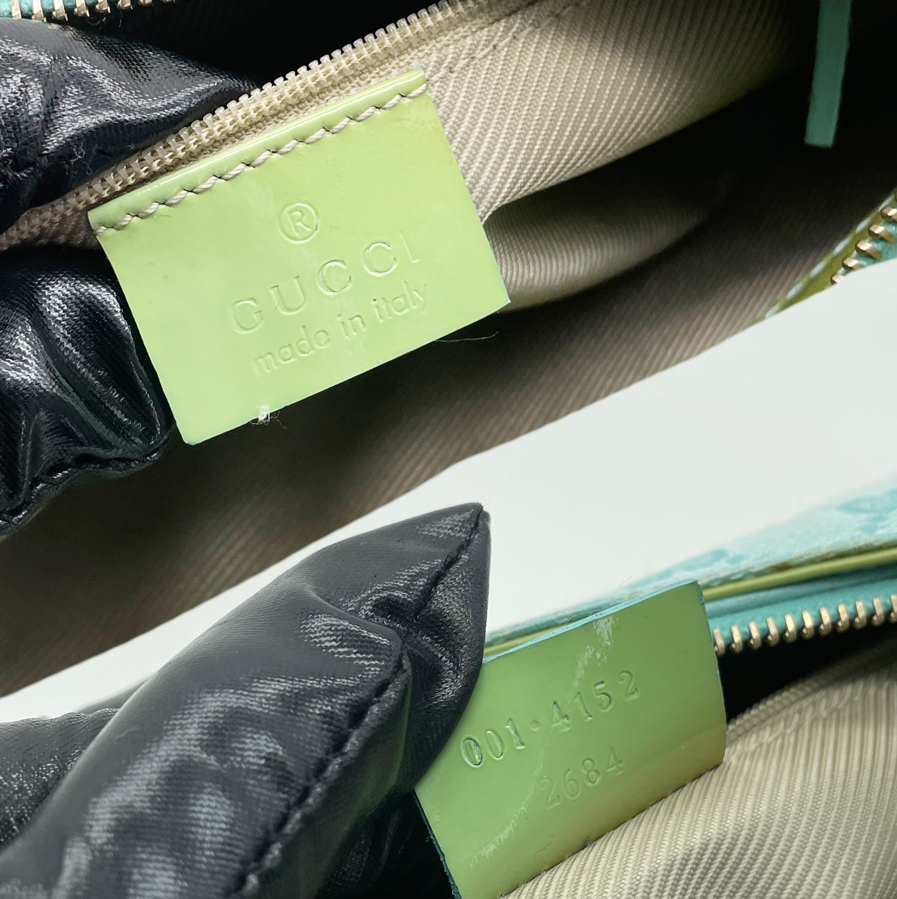 Gucci Monogram Baguette Shoulder Bag in Blue and Green