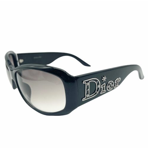 Vintage Dior Chunky Spellout Sunglasses in Black and Silver | NITRYL