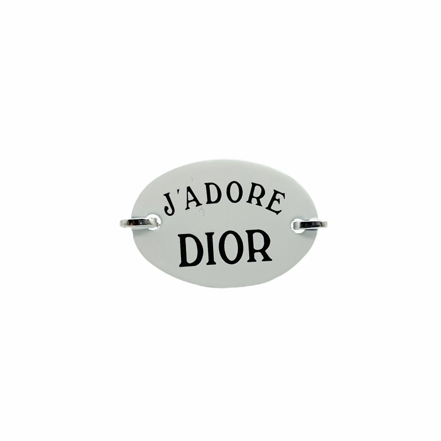 Vintage Dior 'J'Adore Dior' Plate Ring in Silver and White | NITRYL
