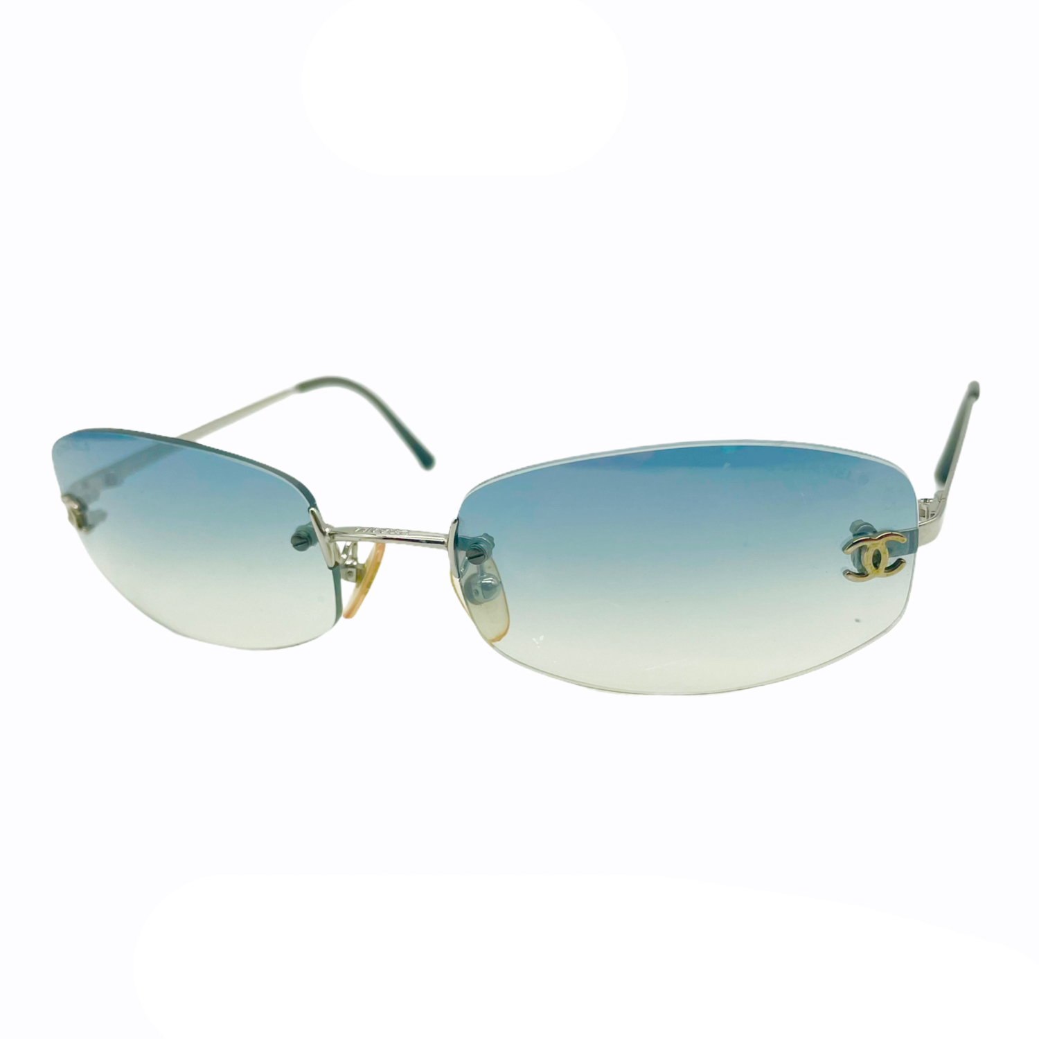 Chanel Rimless Ombre Sunglasses in Baby Blue