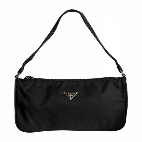 Vintage Prada Nylon Baguette Shoulder Bag in Black | NITRYL