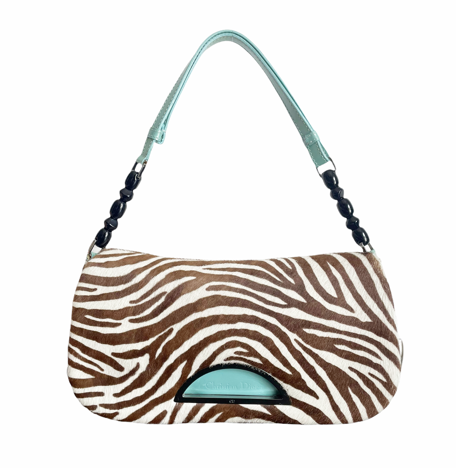 Vintage Dior Zebra Ponyhair Malice Shoulder Baguette Bag | NITRYL