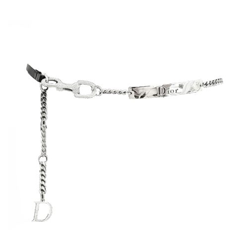 Vintage Dior Swarovski Encrusted Chain Belt in Silver and Black | NITRYL