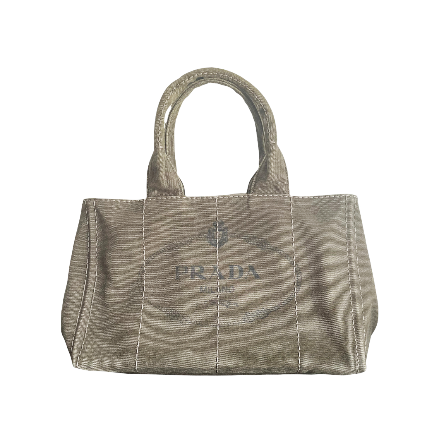 Vintage Prada Canvas Tote Bag in Khaki | NITRYL