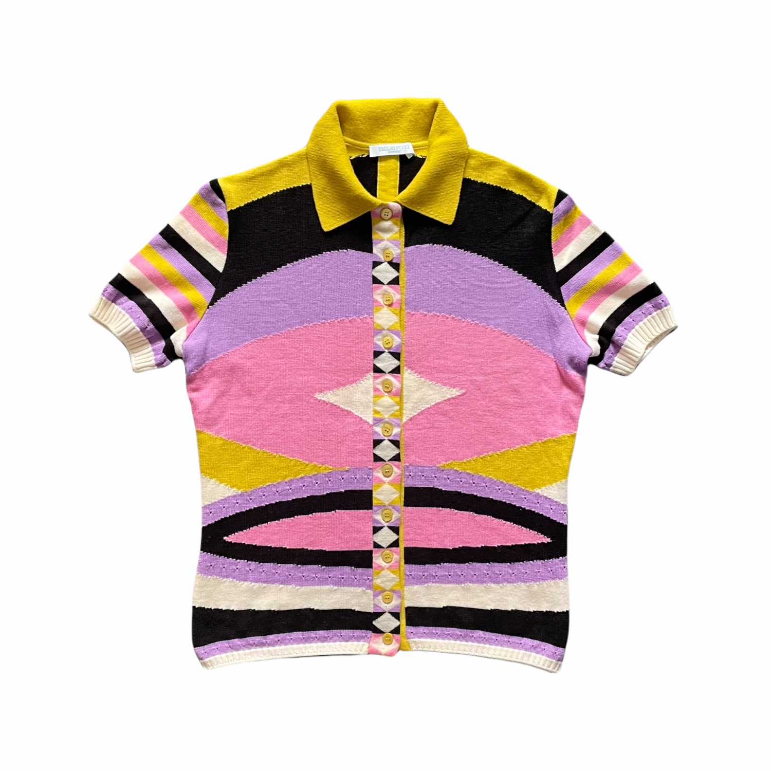 Vintage Emilio Pucci Abstract Knitted Polo Top Size S | NITRYL