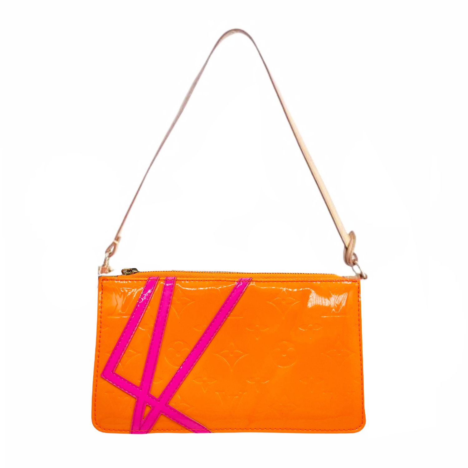 Vintage Louis Vuitton Robert Wilson Vernis Pochette Mini Shoulder Bag in Orange and Pink | NITRYL